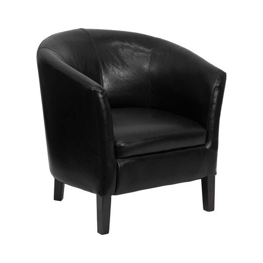 Black LeatherSoft Barrel Shaped Guest Chair