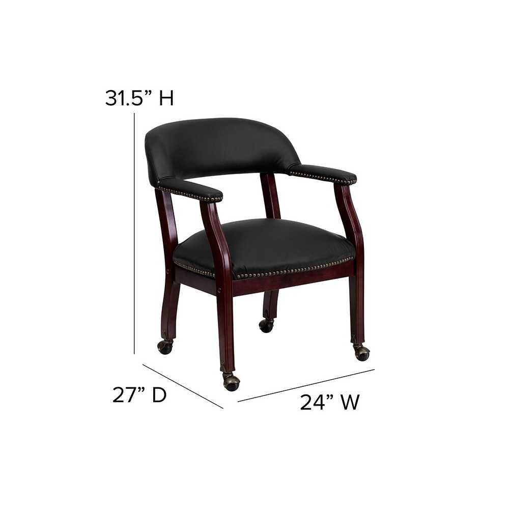 Black LeatherSoft Conference Chair with Accent Nail Trim and Casters