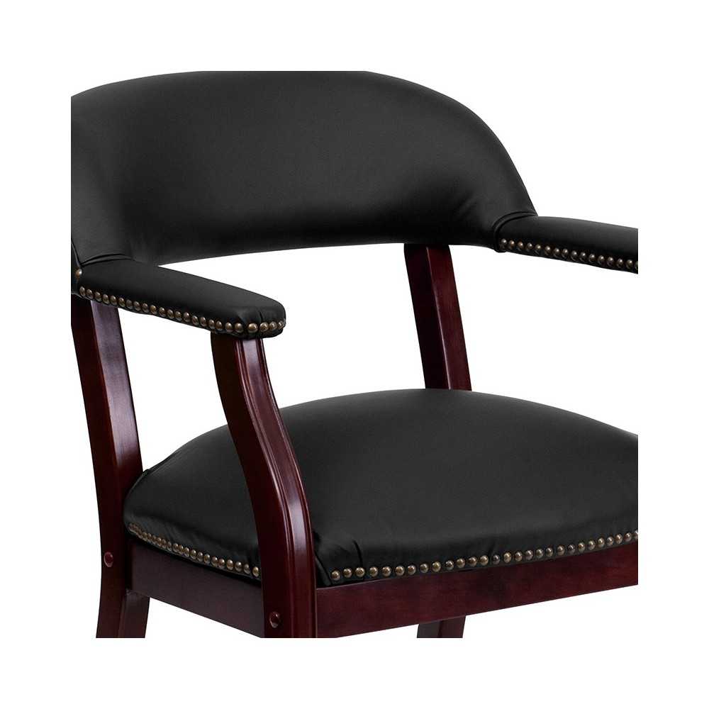 Black LeatherSoft Conference Chair with Accent Nail Trim and Casters