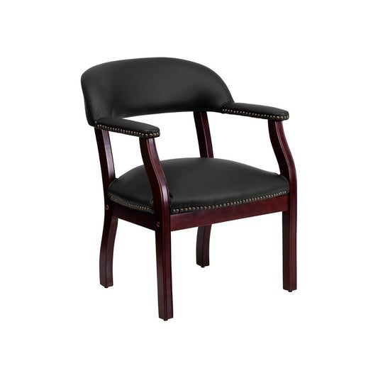 Black LeatherSoft Conference Chair with Accent Nail Trim