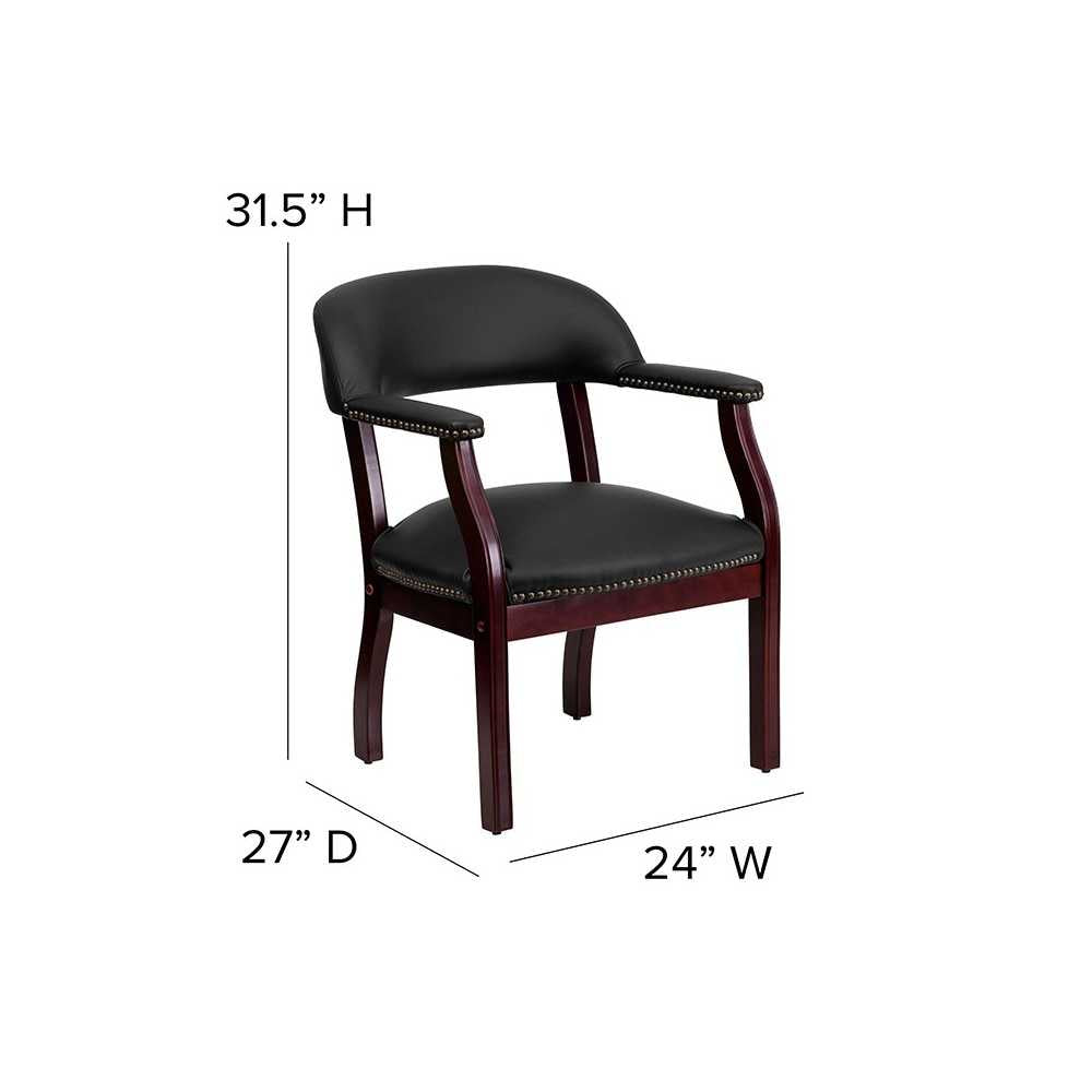 Black LeatherSoft Conference Chair with Accent Nail Trim