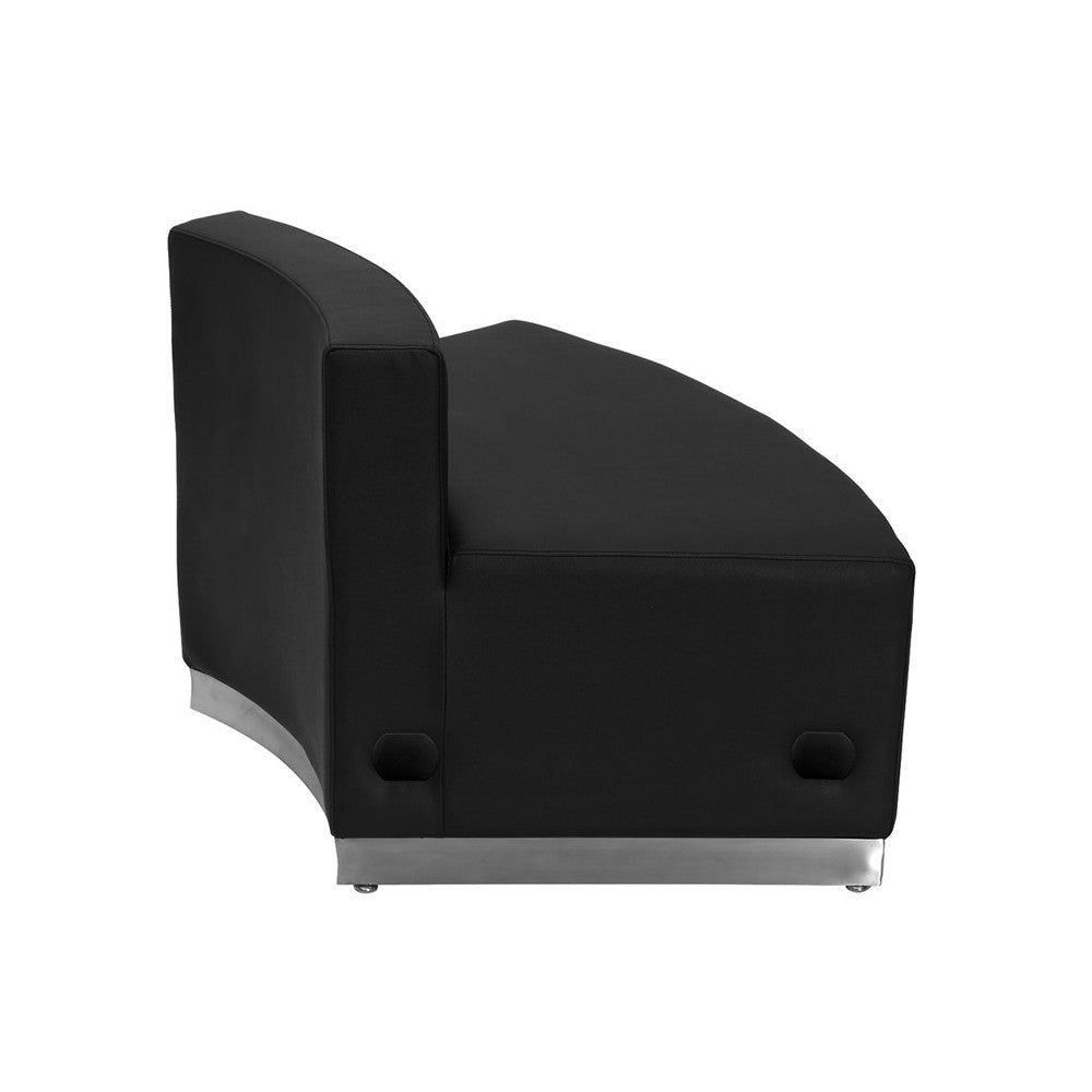 Black LeatherSoft Convex Chair with Brushed Stainless Steel Base