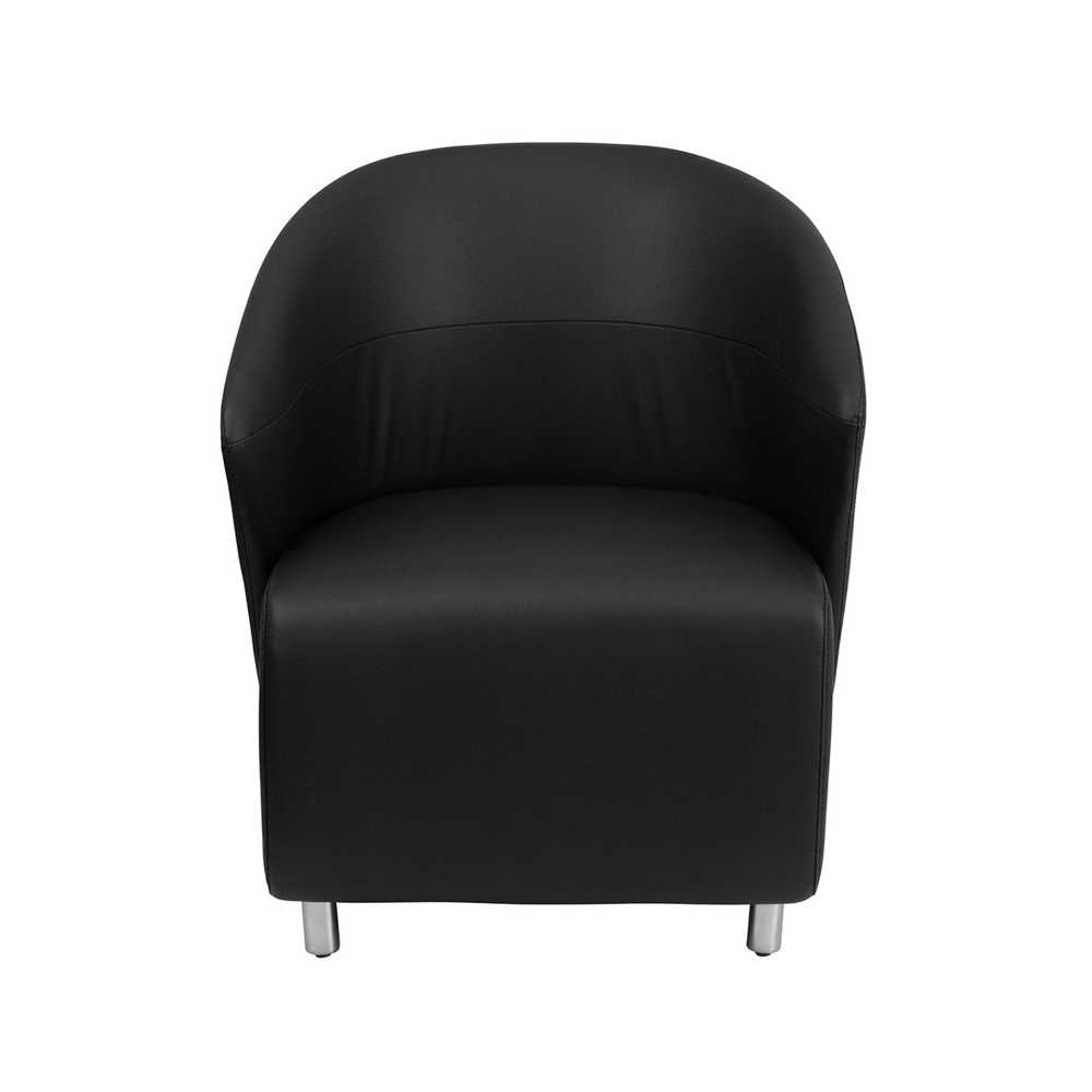 Black LeatherSoft Curved Barrel Back Lounge Chair