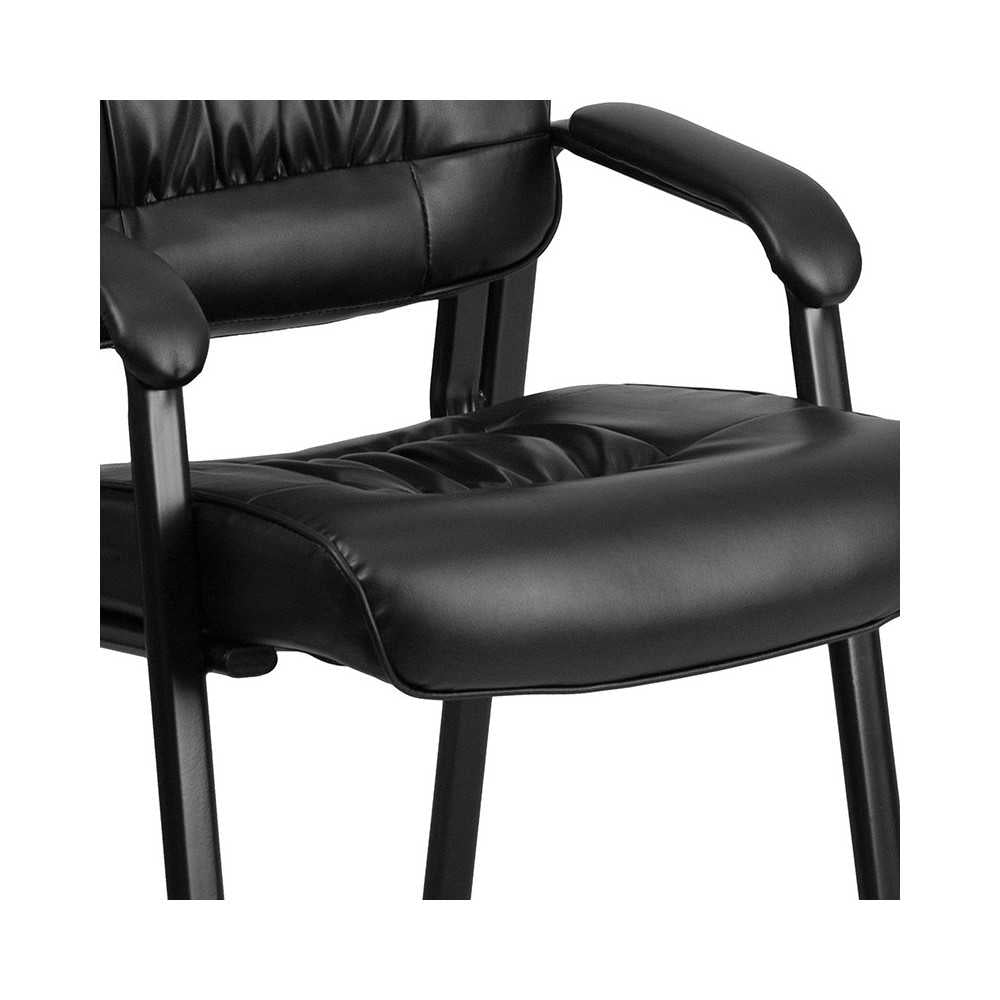 Black LeatherSoft Executive Side Reception Chair with Black Metal Frame