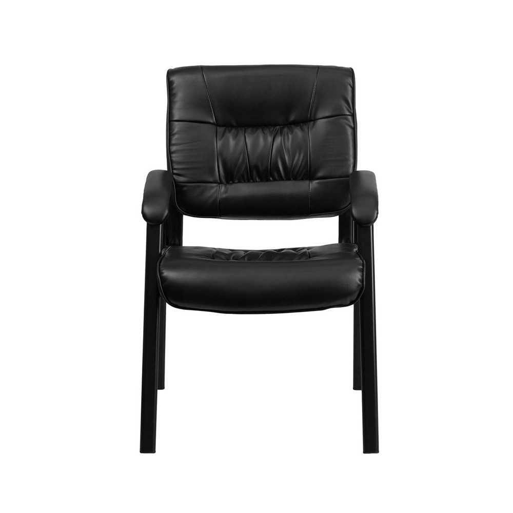 Black LeatherSoft Executive Side Reception Chair with Black Metal Frame