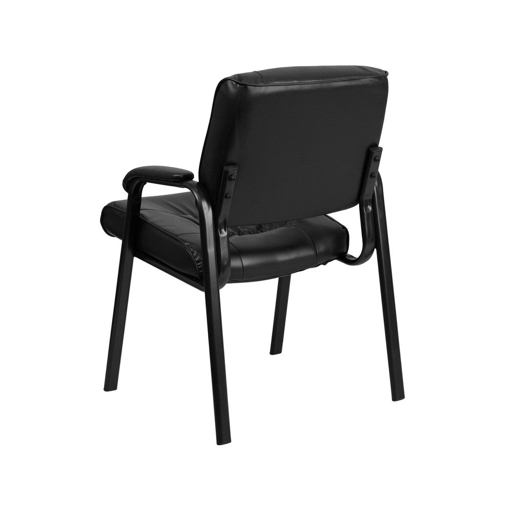 Black LeatherSoft Executive Side Reception Chair with Black Metal Frame