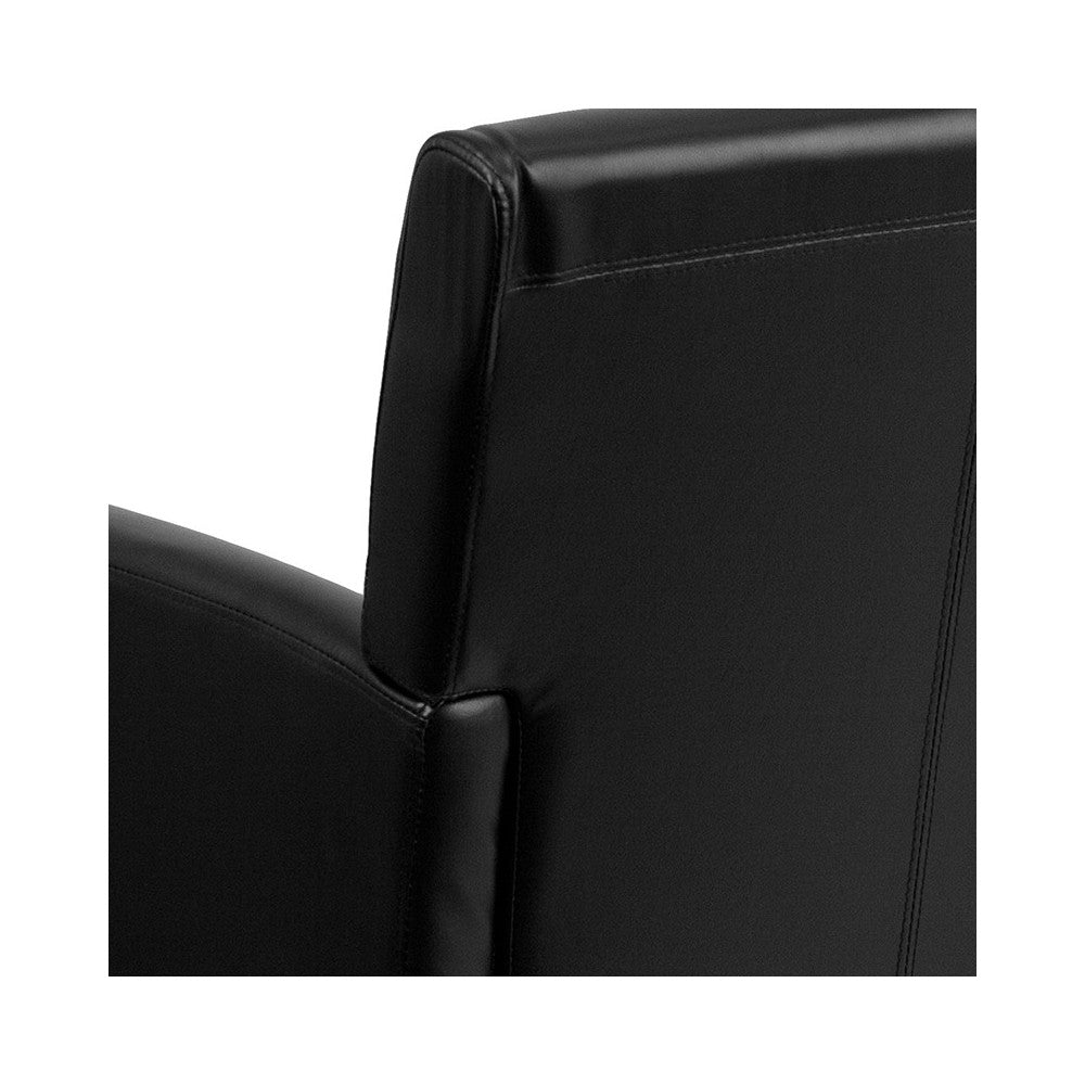 Black LeatherSoft Executive Side Reception Chair with Mahogany Legs