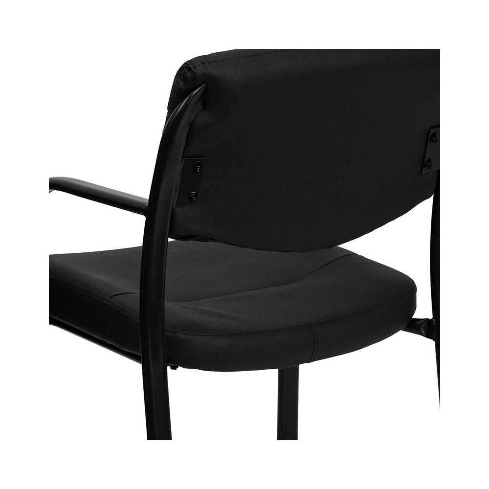 Black LeatherSoft Executive Side Reception Chair with Sled Base