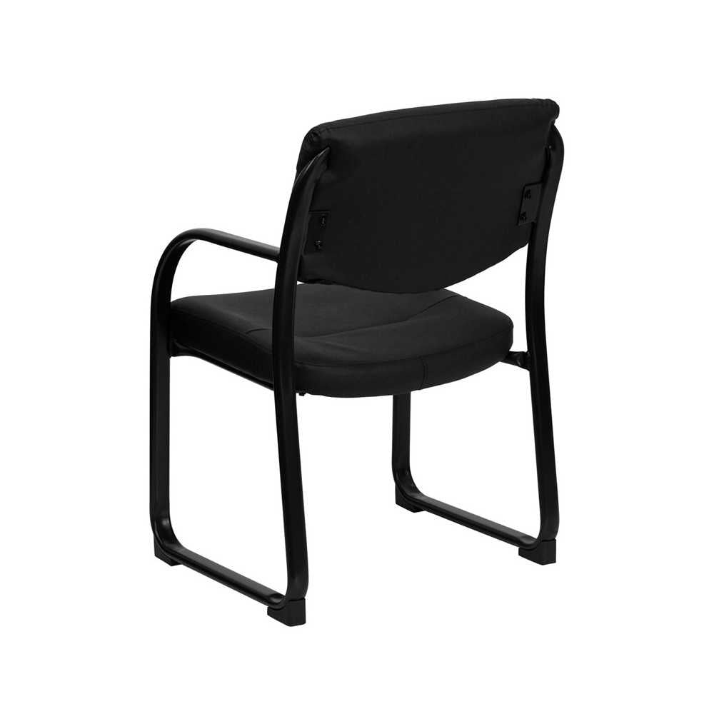 Black LeatherSoft Executive Side Reception Chair with Sled Base