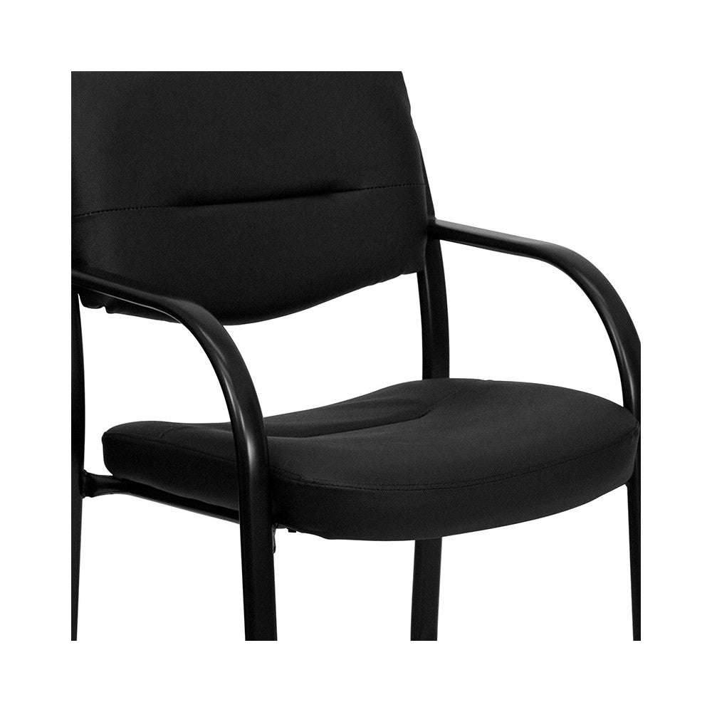 Black LeatherSoft Executive Side Reception Chair with Sled Base