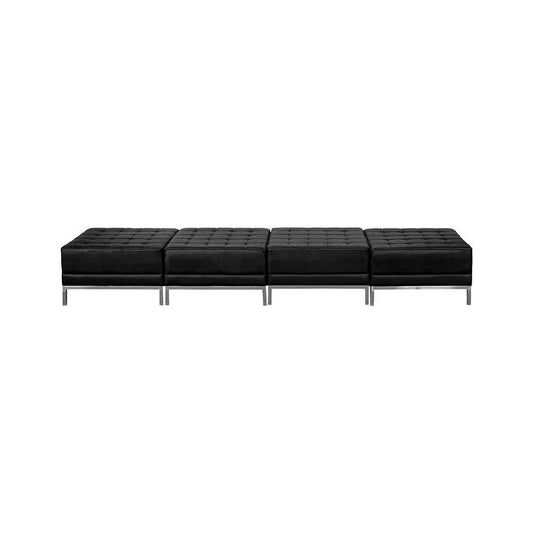 Black LeatherSoft Four Seat Bench