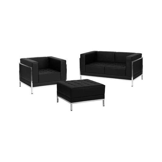 Black LeatherSoft Loveseat, Chair & Ottoman Set