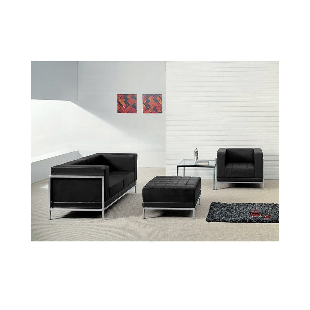 Black LeatherSoft Loveseat, Chair & Ottoman Set