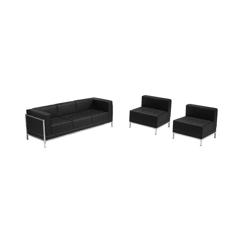 Black LeatherSoft Sofa & Chair Set