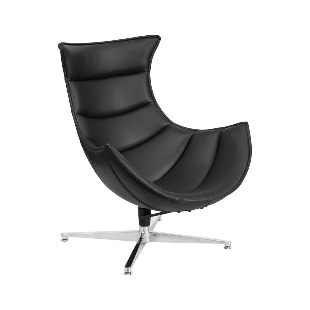 Black LeatherSoft Swivel Cocoon Chair