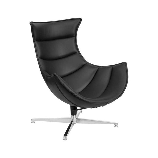 Black LeatherSoft Swivel Cocoon Chair