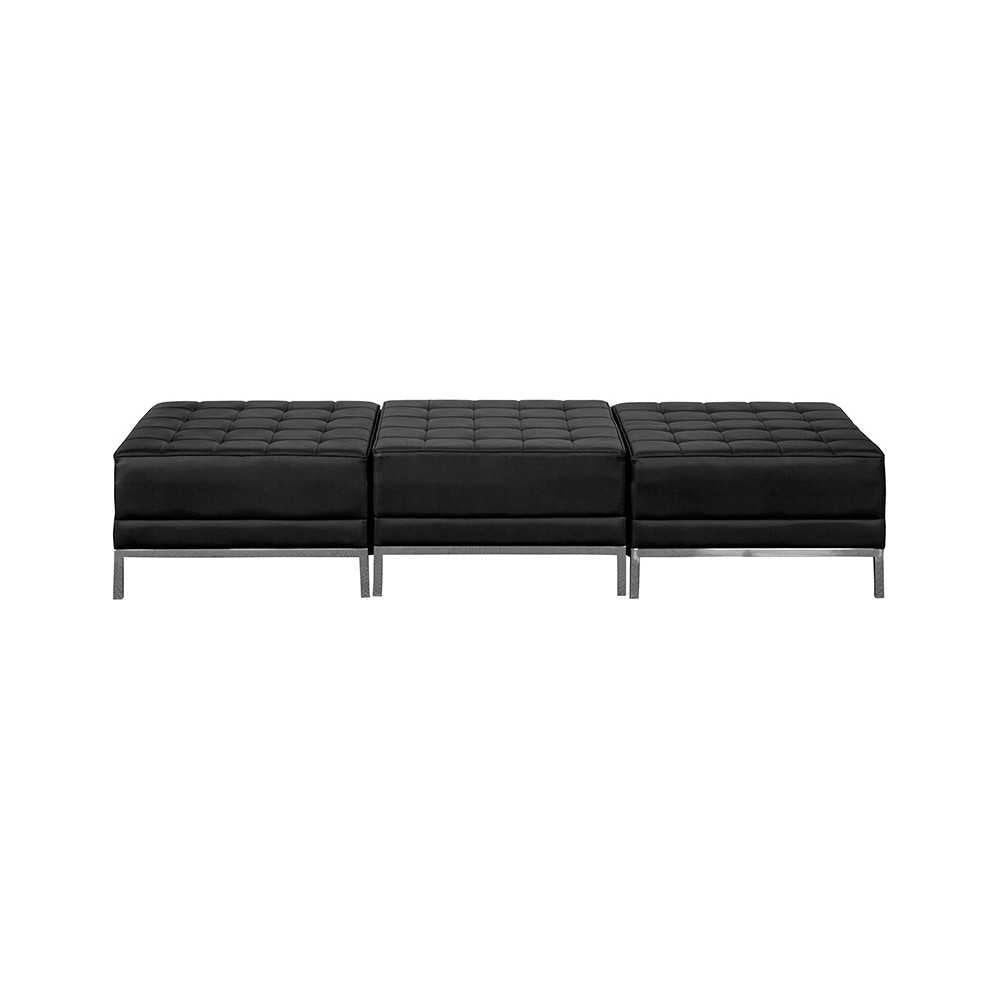 Black LeatherSoft Three Seat Bench