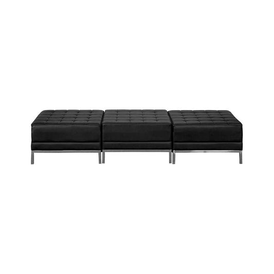 Black LeatherSoft Three Seat Bench