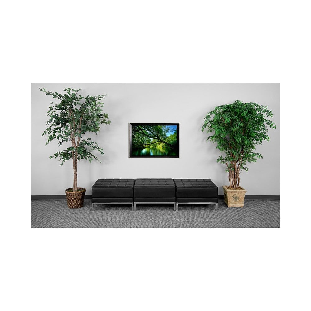 Black LeatherSoft Three Seat Bench