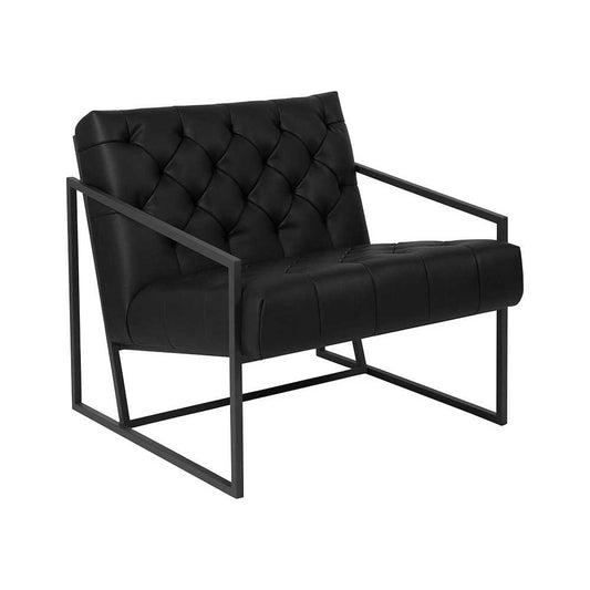 Black LeatherSoft Tufted Lounge Chair