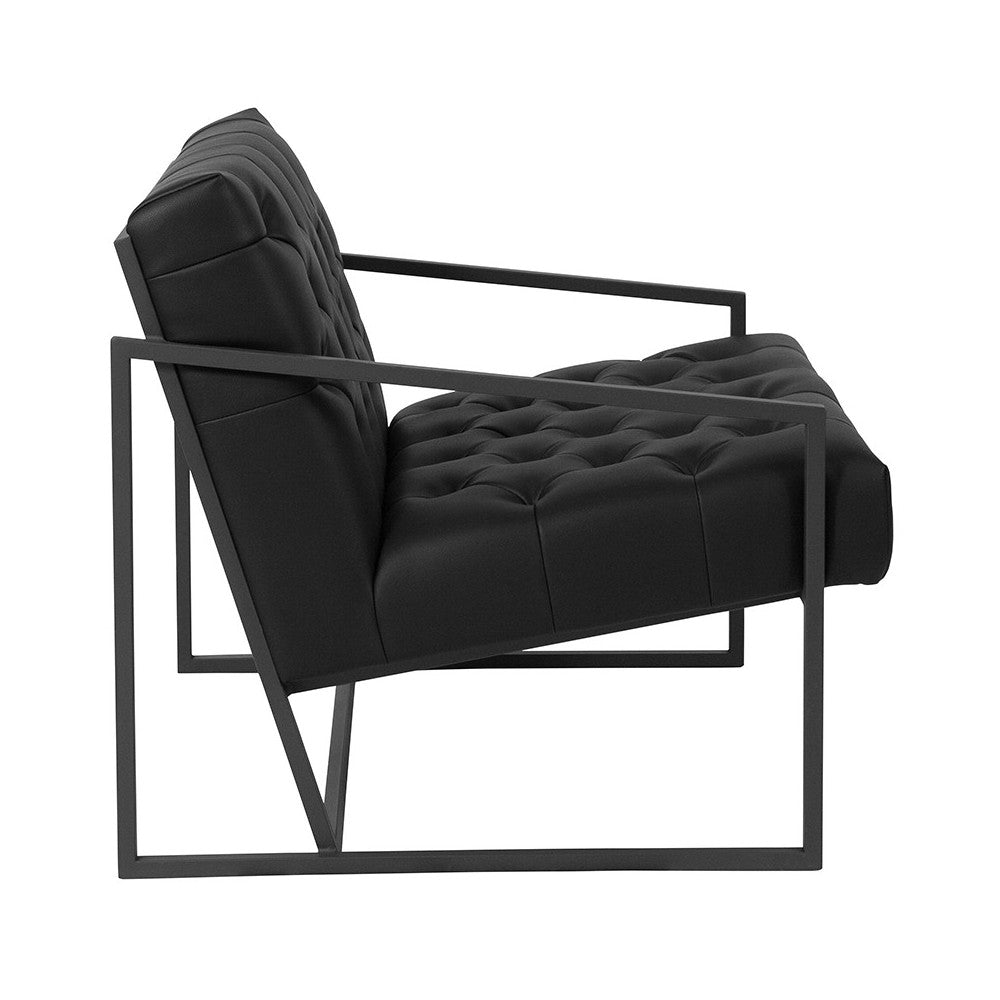Black LeatherSoft Tufted Lounge Chair