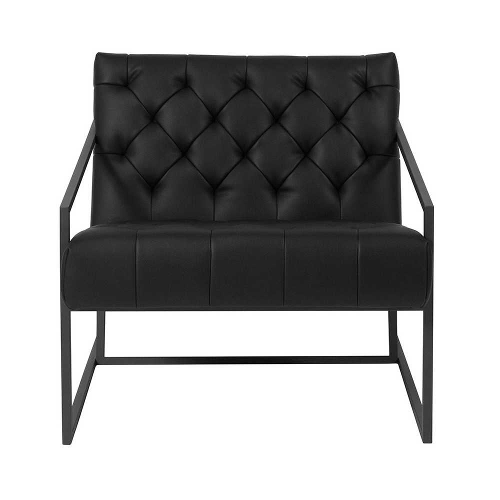 Black LeatherSoft Tufted Lounge Chair