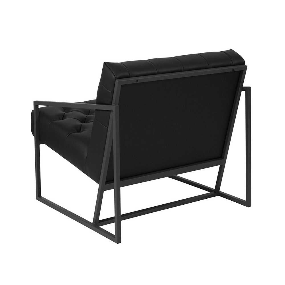 Black LeatherSoft Tufted Lounge Chair