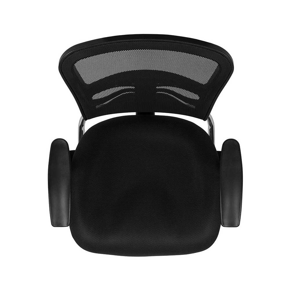 Black Mesh Side Reception Chair with Chrome Sled Base