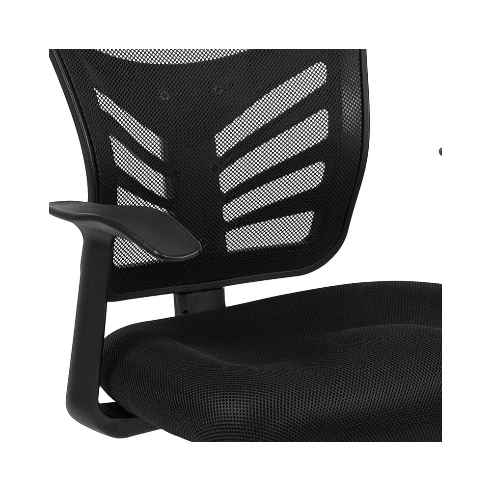 Black Mesh Side Reception Chair with Chrome Sled Base
