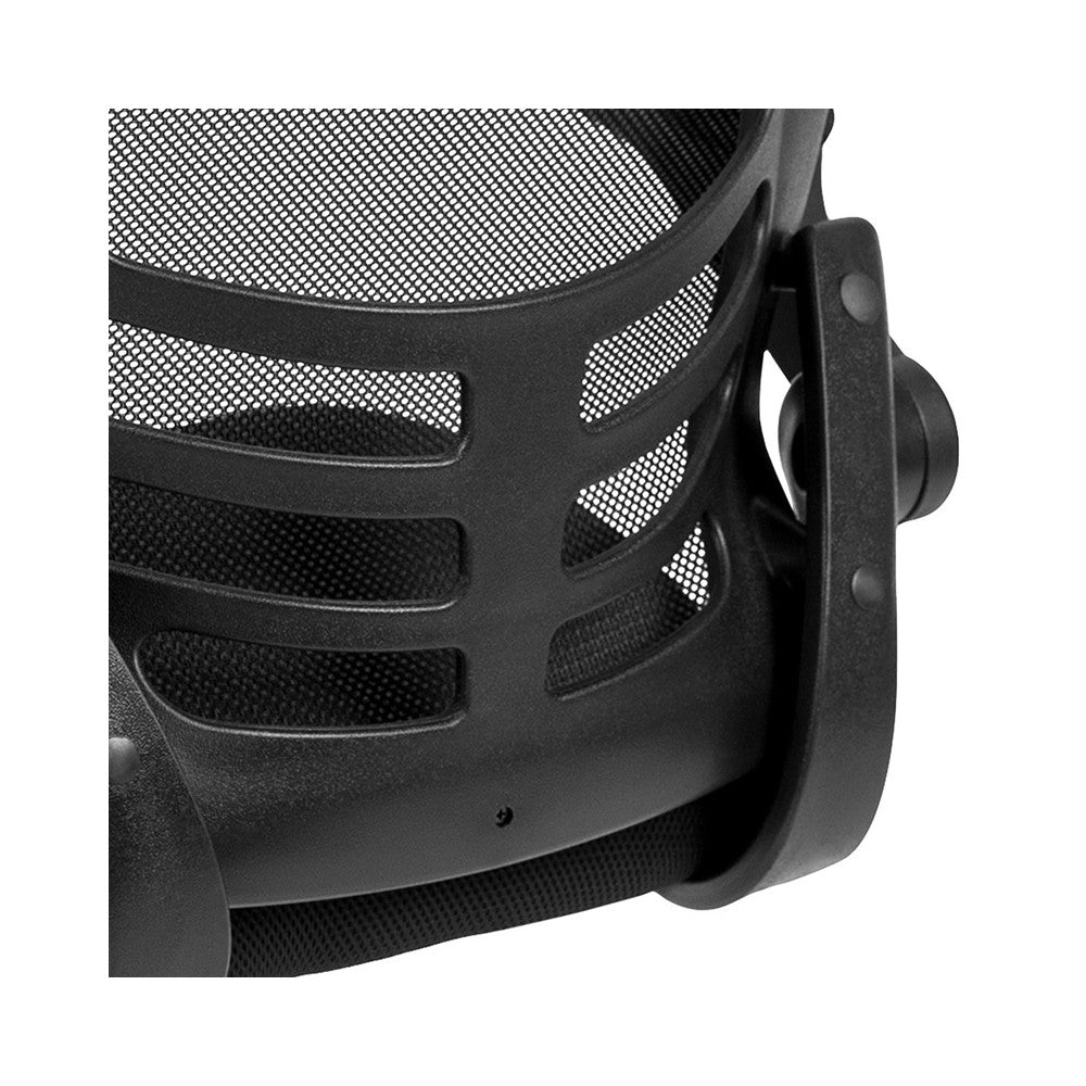 Black Mesh Sled Base Side Reception Chair with Flip-Up Arms