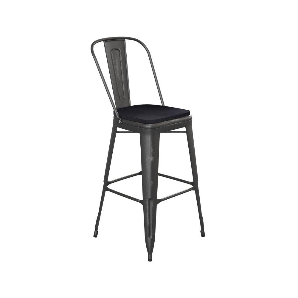 Black Metal Stool-Black Seat