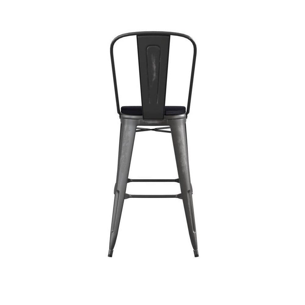 Black Metal Stool-Black Seat