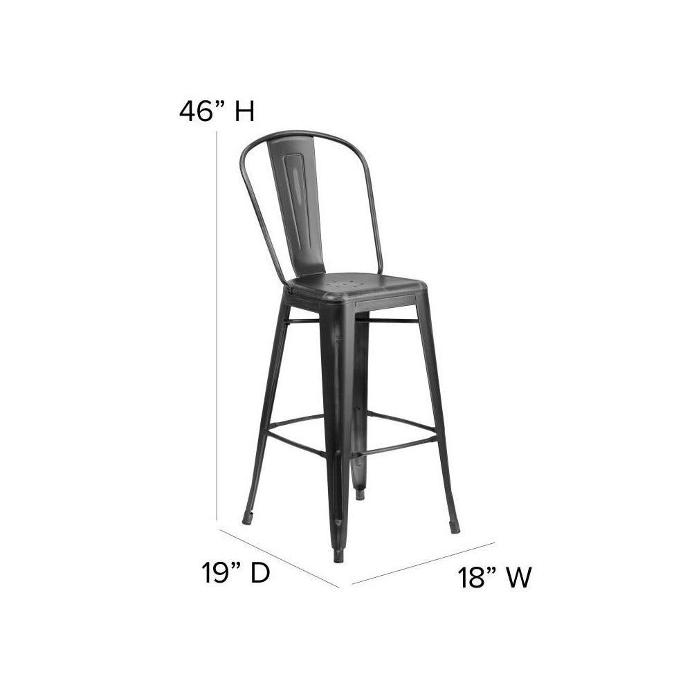 Black Metal Stool-Black Seat