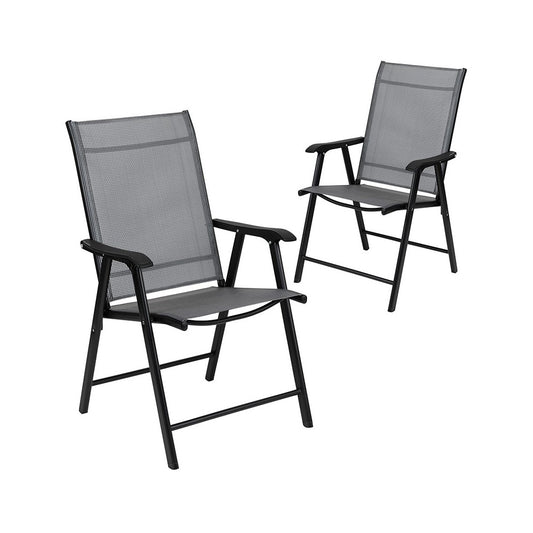 Black Outdoor Folding Patio Sling Chair (2 Pack)