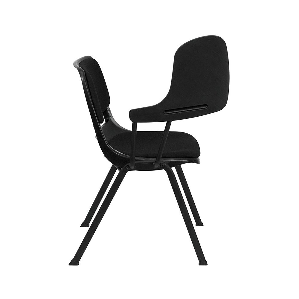 Black Padded Ergonomic Shell Chair with Right Handed Flip-Up Tablet Arm