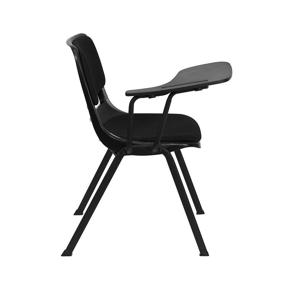 Black Padded Ergonomic Shell Chair with Right Handed Flip-Up Tablet Arm