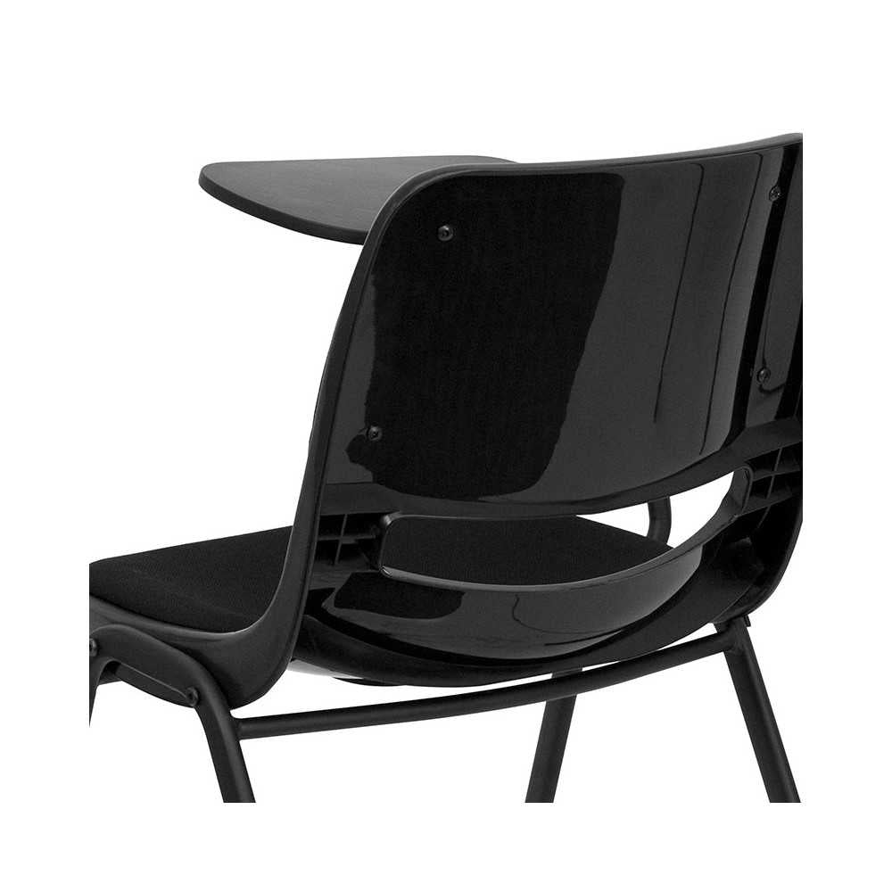 Black Padded Ergonomic Shell Chair with Right Handed Flip-Up Tablet Arm