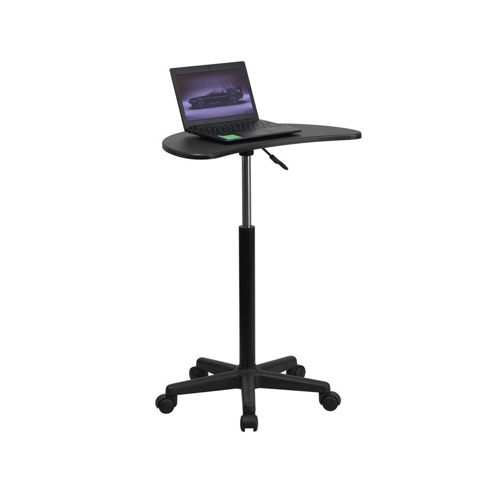 Black Sit to Stand Mobile Laptop Computer Desk