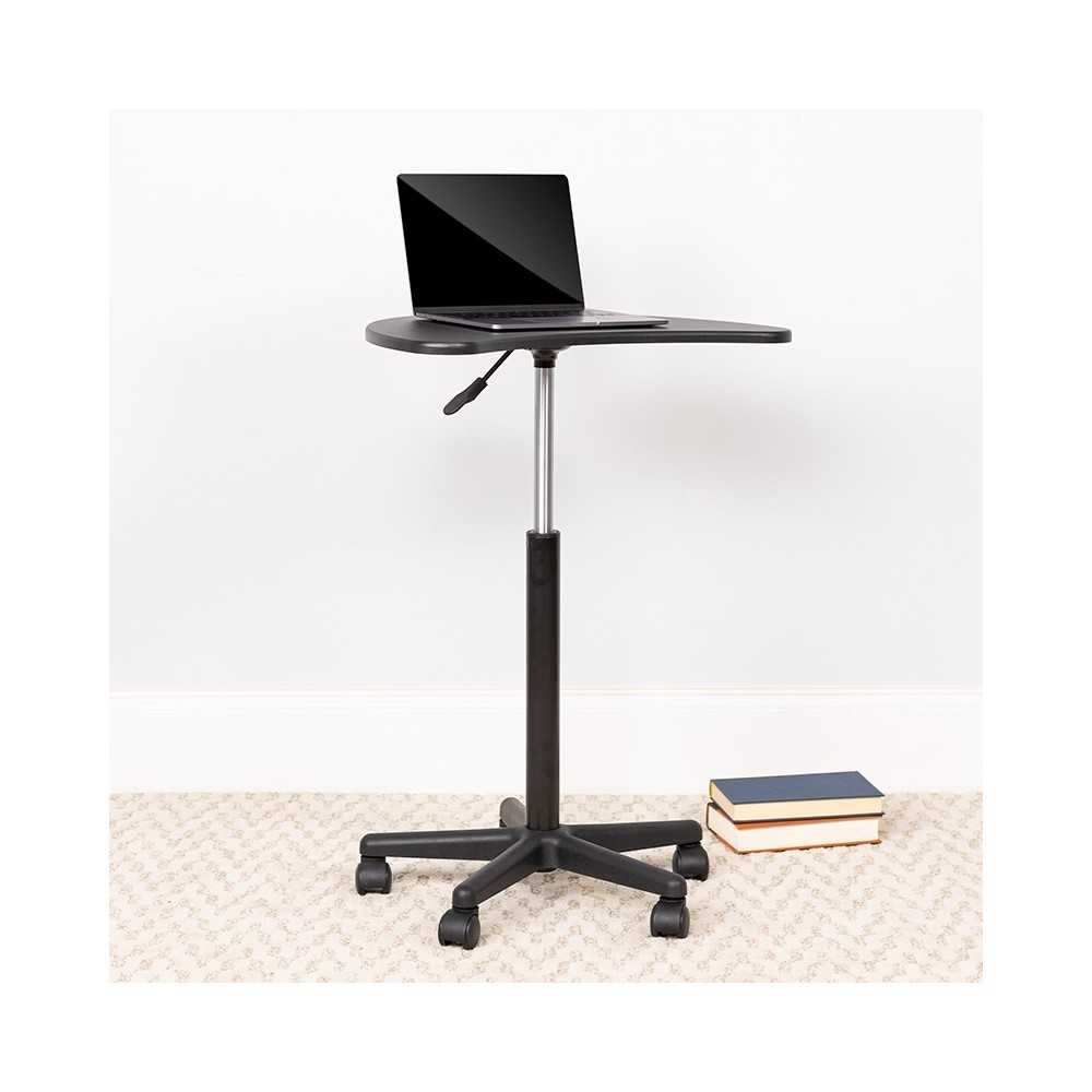 Black Sit to Stand Mobile Laptop Computer Desk