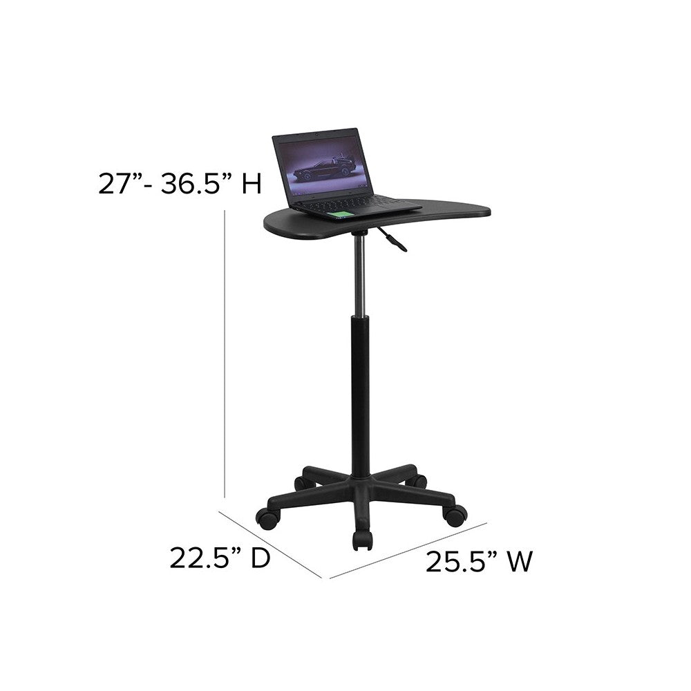 Black Sit to Stand Mobile Laptop Computer Desk