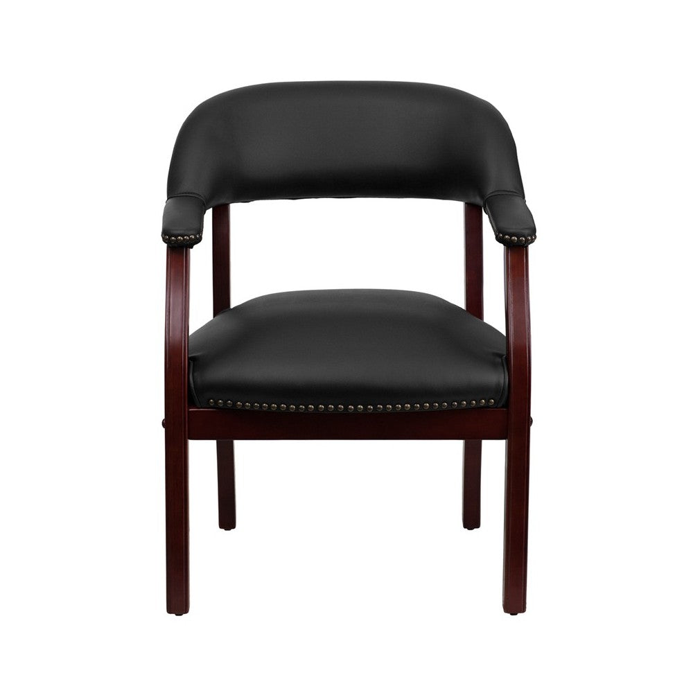 Black Vinyl Luxurious Conference Chair with Accent Nail Trim