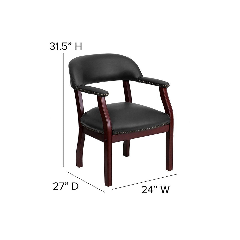 Black Vinyl Luxurious Conference Chair with Accent Nail Trim