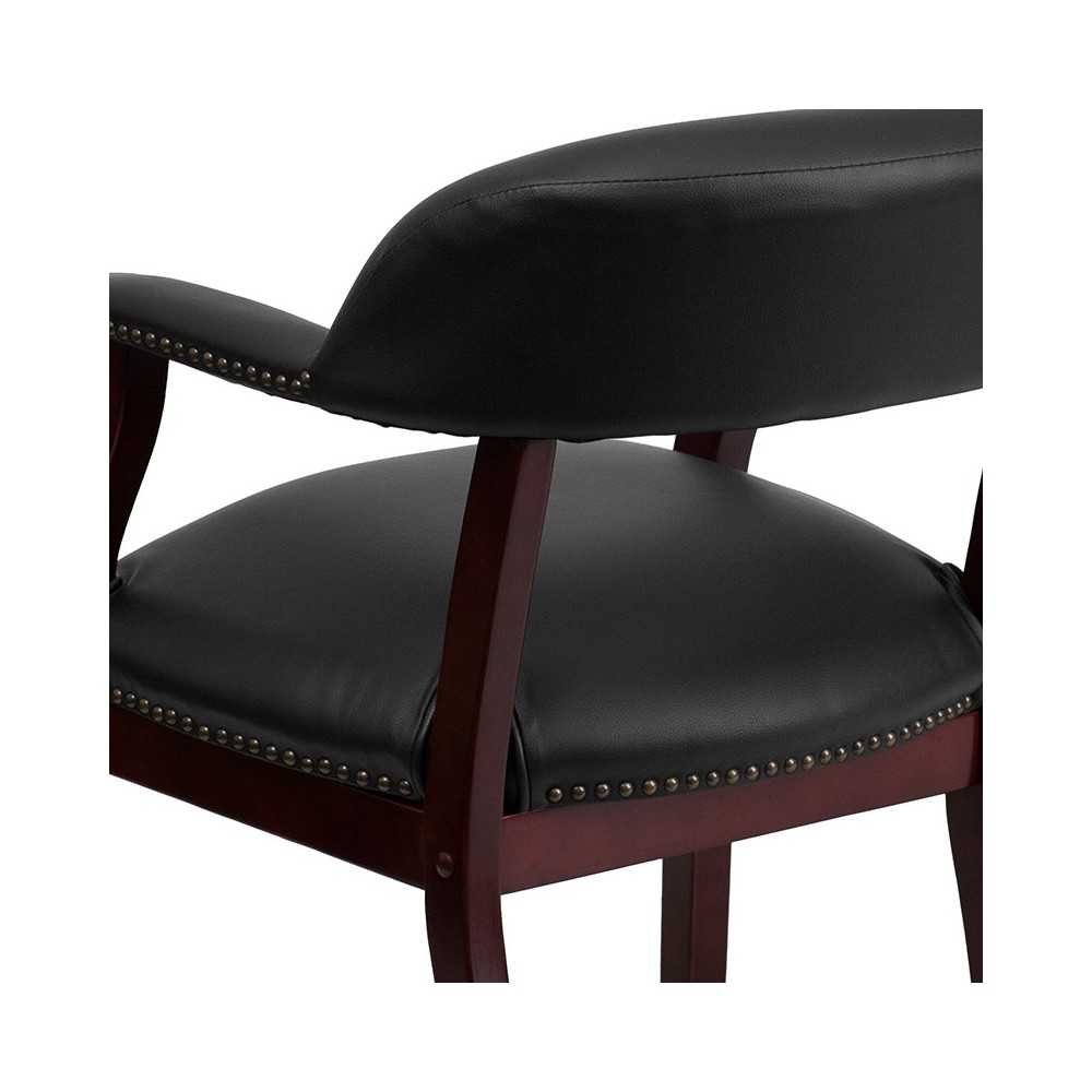 Black Vinyl Luxurious Conference Chair with Accent Nail Trim