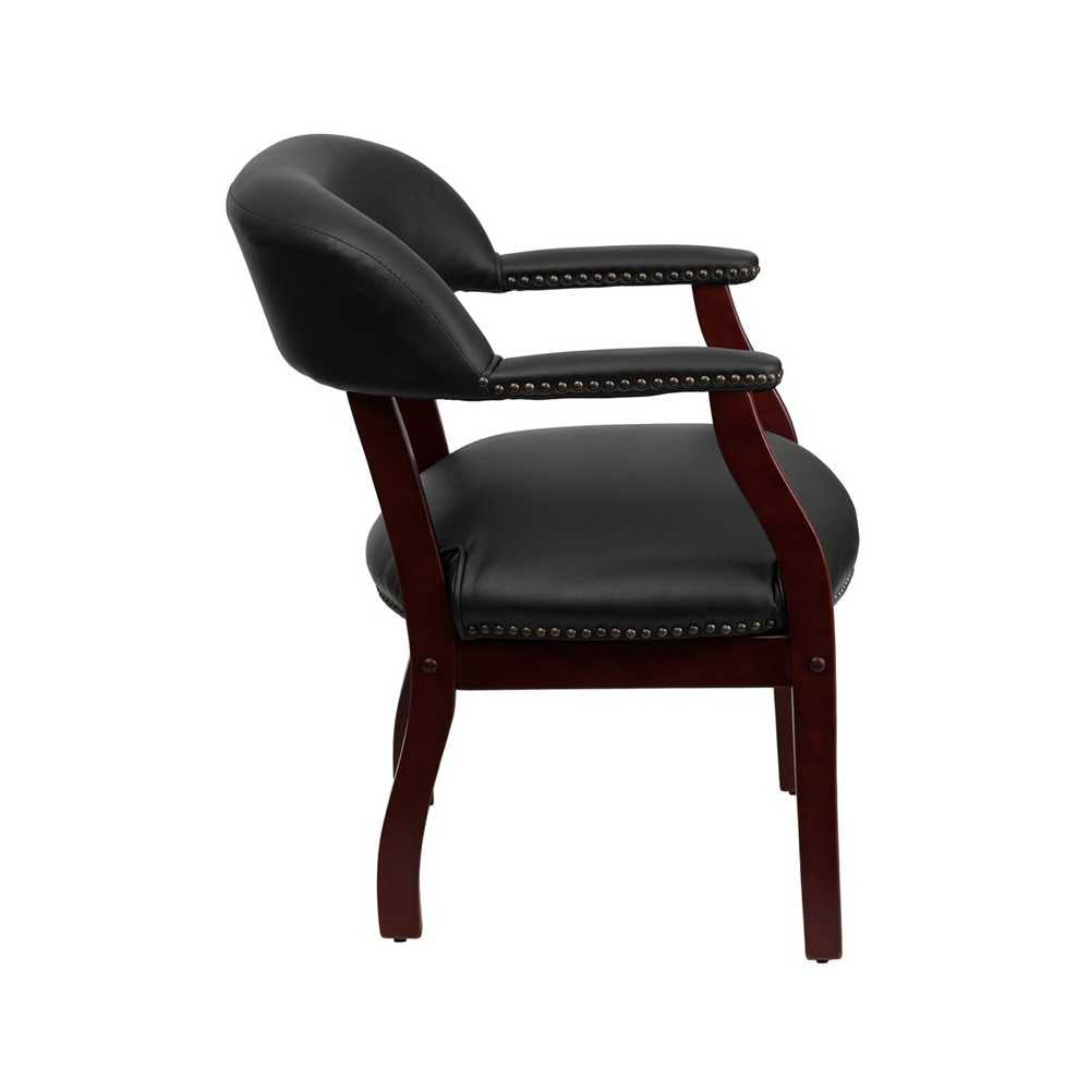 Black Vinyl Luxurious Conference Chair with Accent Nail Trim