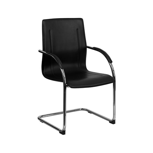 Black Vinyl Side Reception Chair with Chrome Sled Base