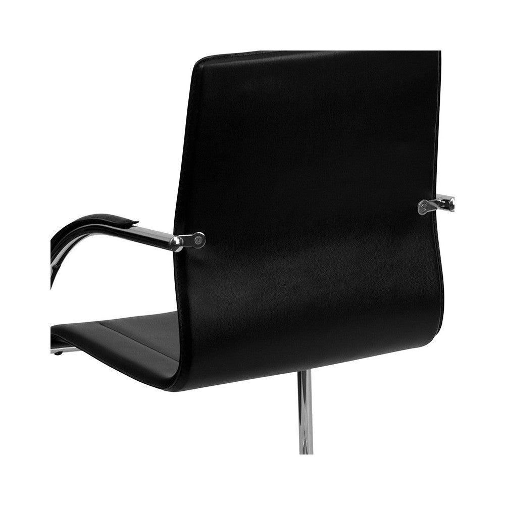 Black Vinyl Side Reception Chair with Chrome Sled Base