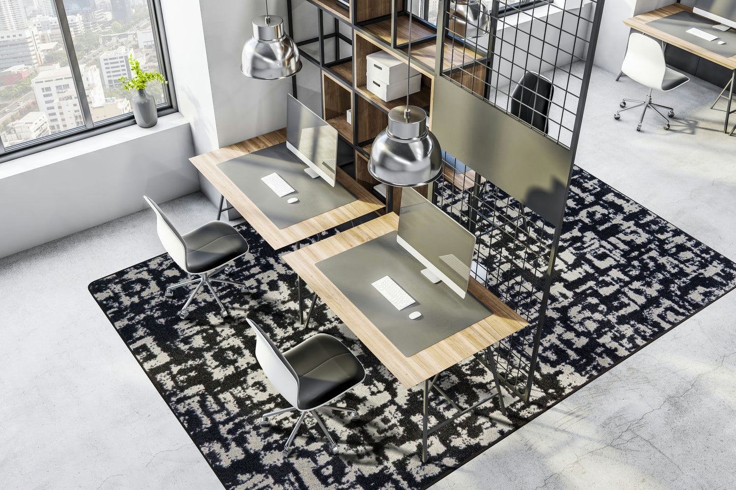 Block Print 5'4" x 7'8" area rug in color Onyx