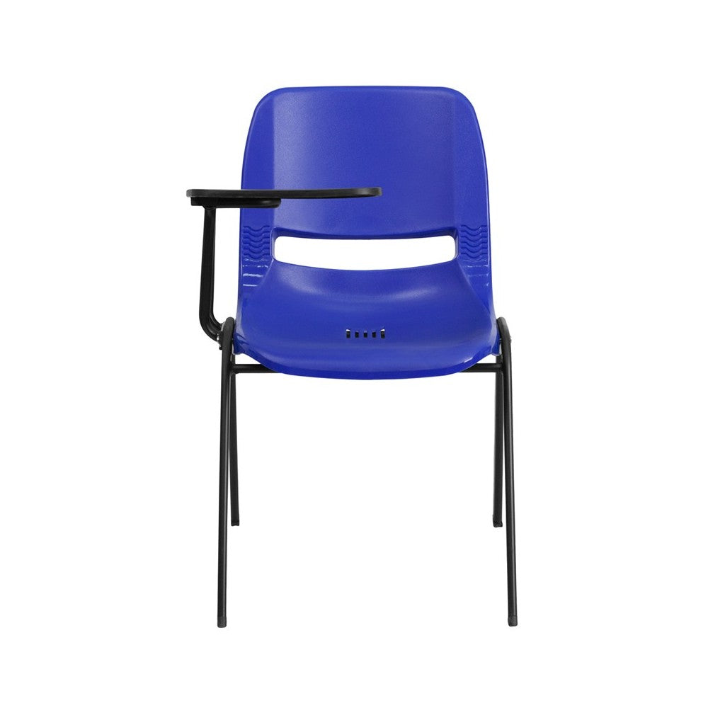 Blue Ergonomic Shell Chair with Right Handed Flip-Up Tablet Arm