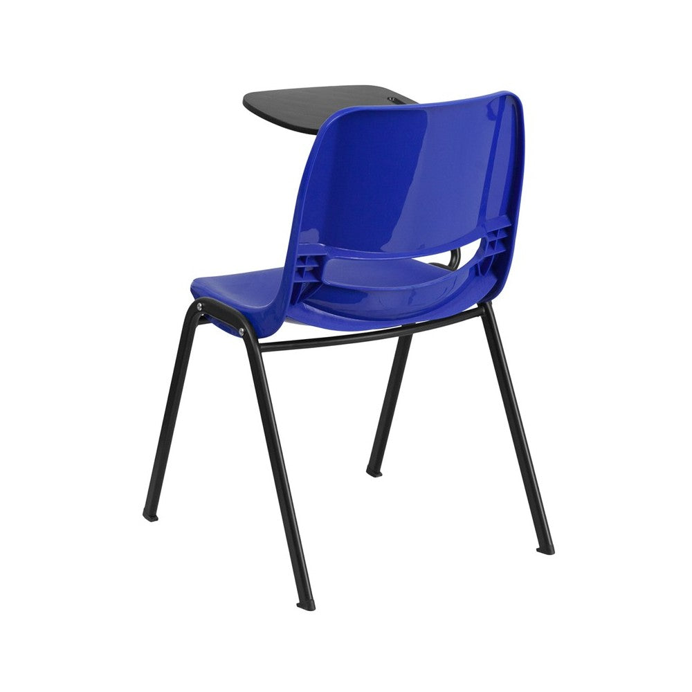 Blue Ergonomic Shell Chair with Right Handed Flip-Up Tablet Arm