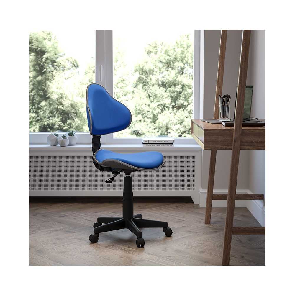 Blue Fabric Swivel Ergonomic Task Office Chair